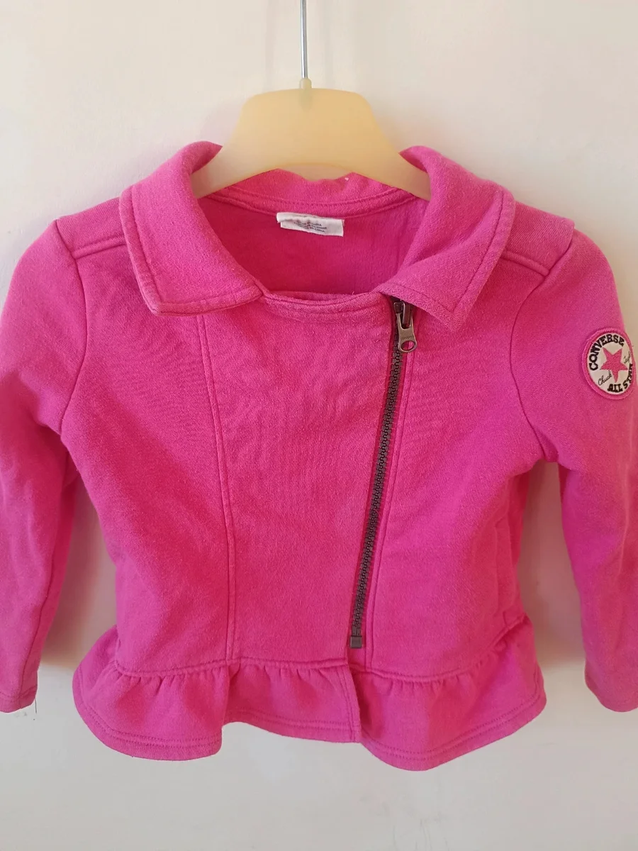 Jachetă/Hanorac stil biker Converse All Star roz fucsia cu volănaș, 24M (85 -