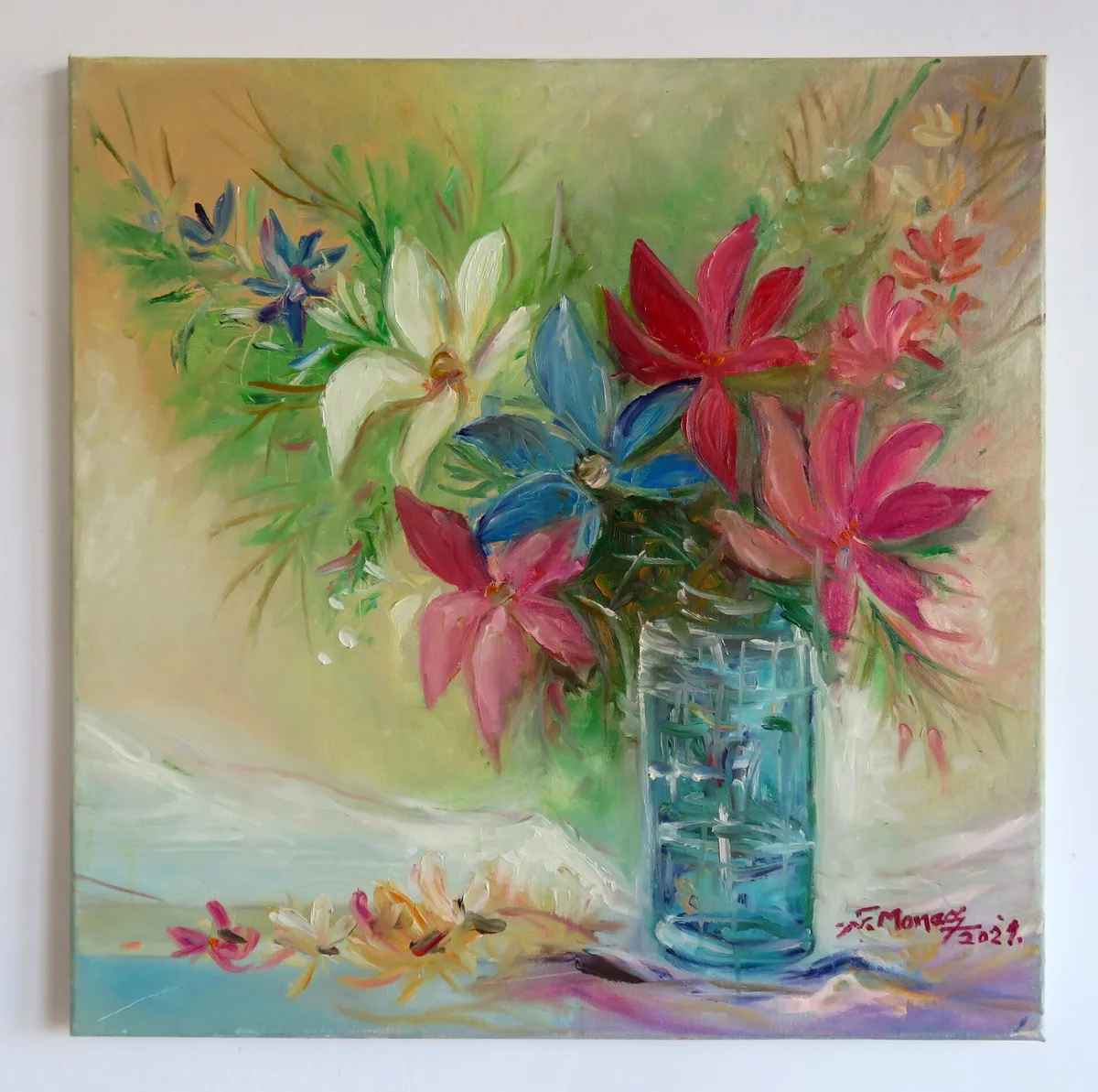 Buchet în vas de cristal