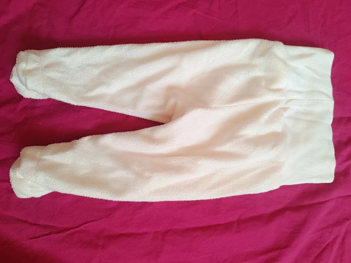 Pantaloni pufoși cu botoșei alb - crem H&M (3)
