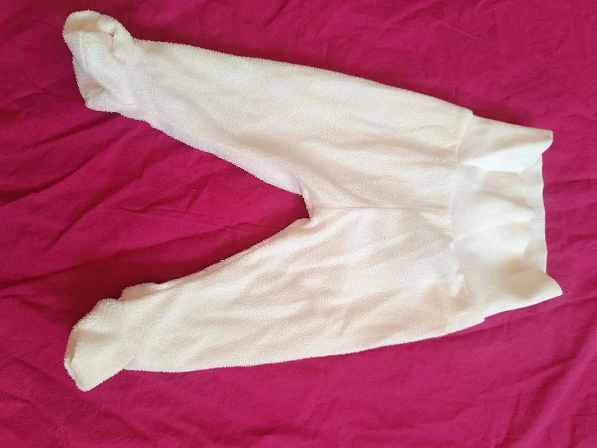 Pantaloni pufoși cu botoșei alb - crem H&M
