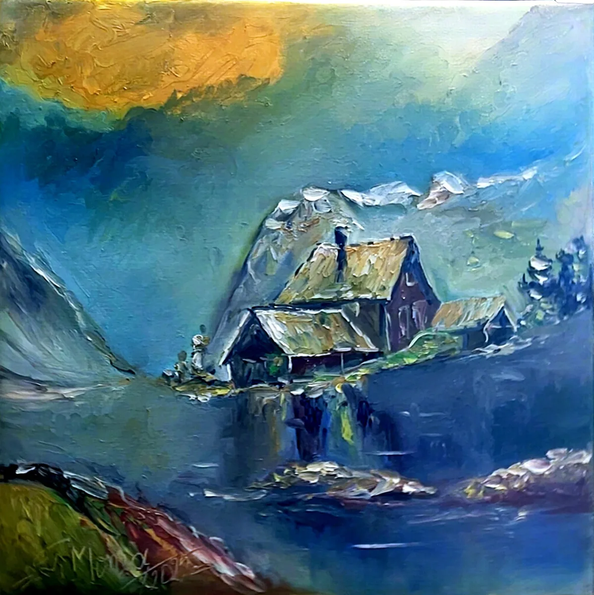 Dimineață liniștită la munte
