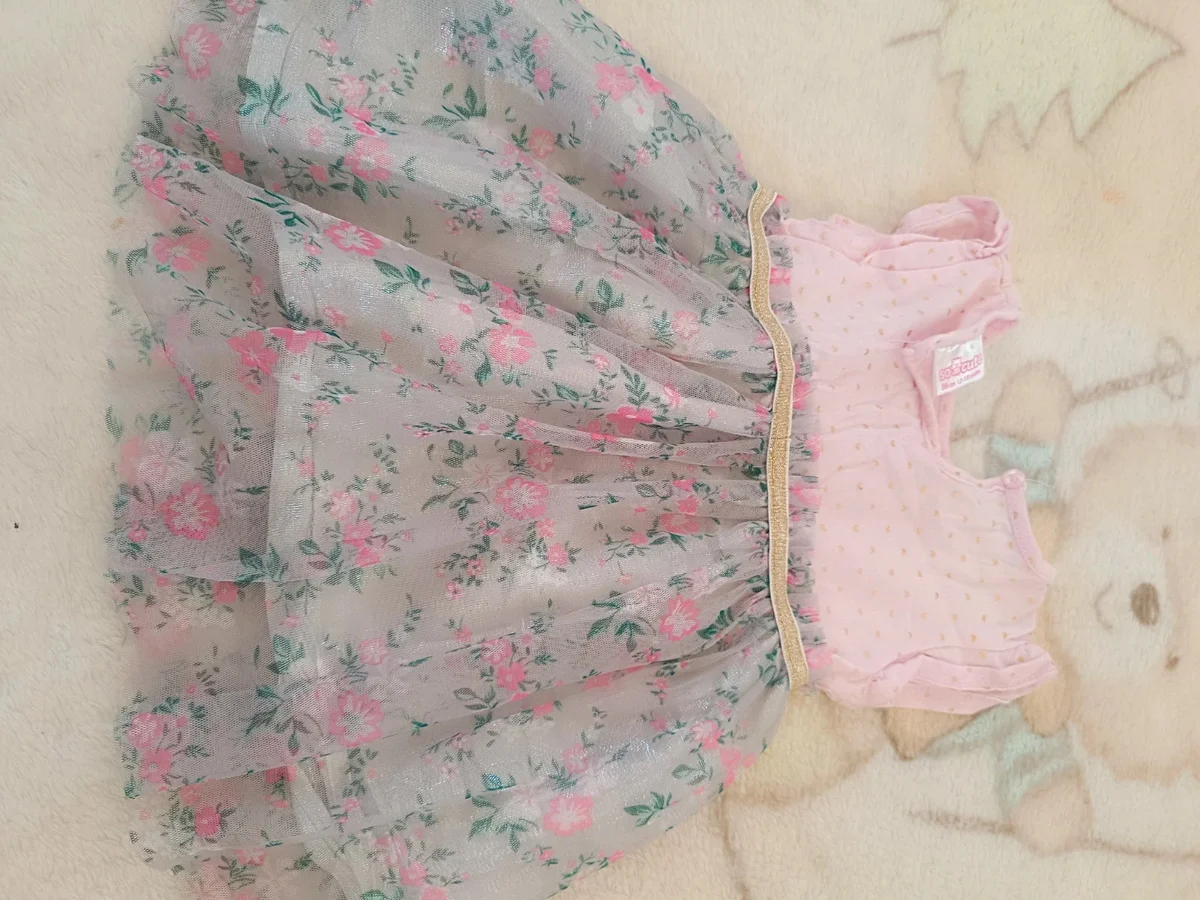 Rochiță roz cu fustă din tul floral, fetițe, 12 - 18 luni (So Cute) (2)