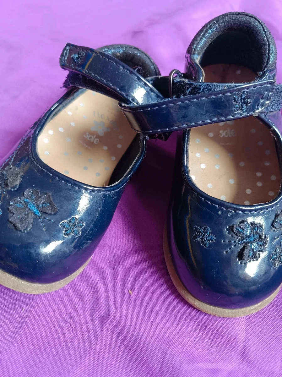 Pantofiori Mary Jane lac bleumarin cu fluturași aplicați - Mărimea 20 (UK 4) (5)