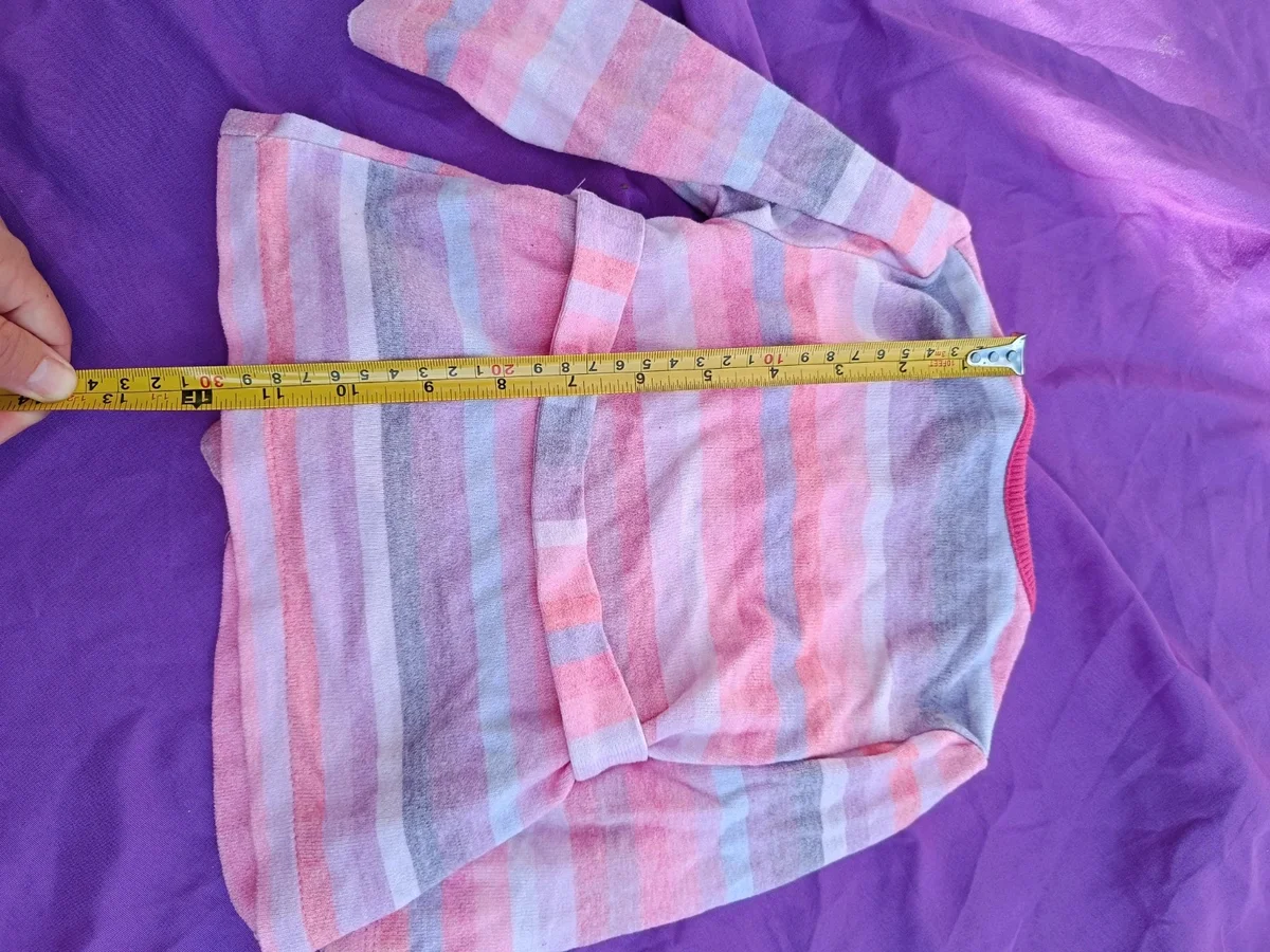 Cardigan / jachetă moale cu dungi pastelate și cordon - Mărimea 80 (5)