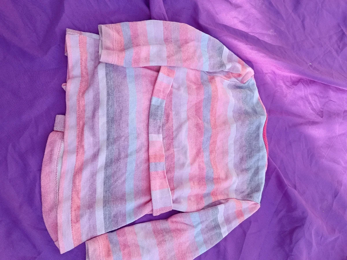 Cardigan / jachetă moale cu dungi pastelate și cordon - Mărimea 80 (2)
