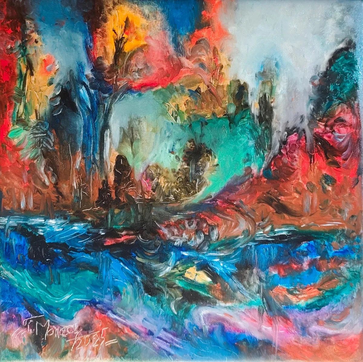 Landschaft aus Feuer und Wasser
