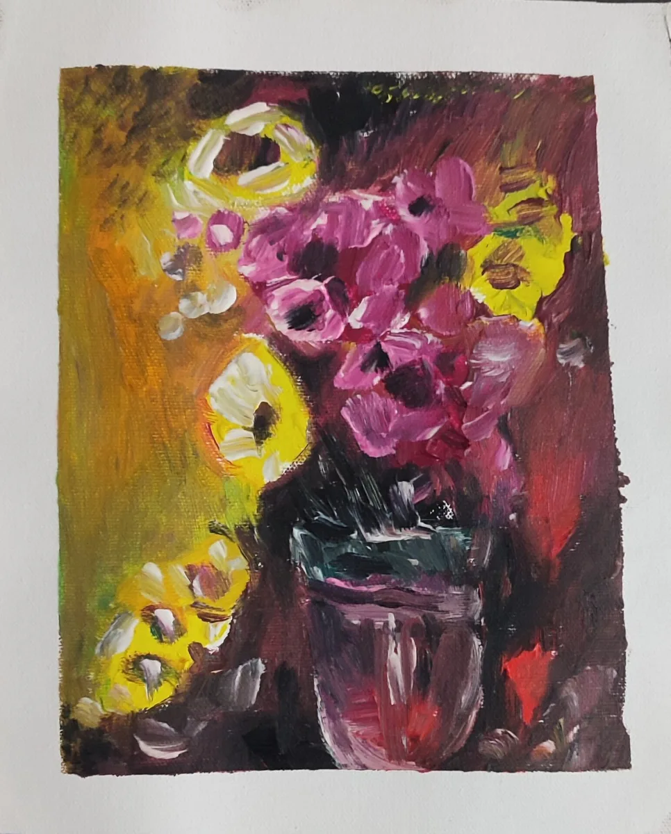 Buchet violet în lumină aurie (1)