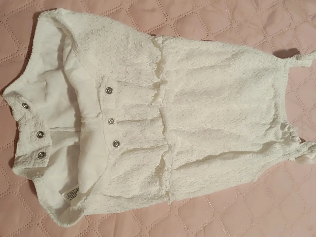 Salopetă/Body H&M alb din dantelă, mărimea 92 (18 - 24 luni) (3)