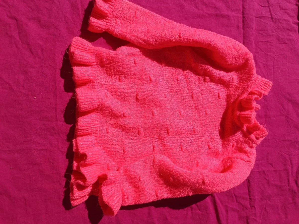 Pulover roz neon River Island mini, 12 - 18 luni, cu volănașe