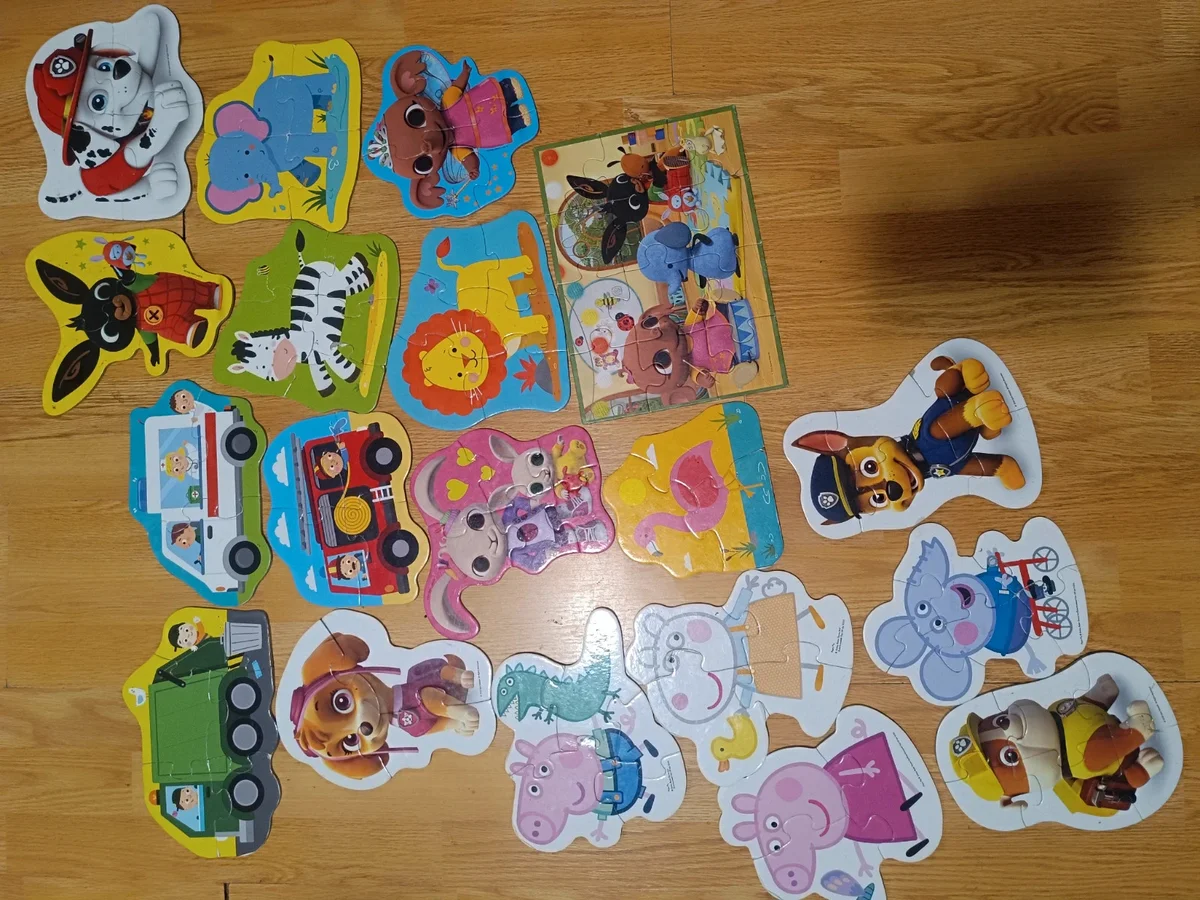 Lot mare de 19 puzzle - uri copii, personaje îndrăgite :Bing, Paw Patrol,
