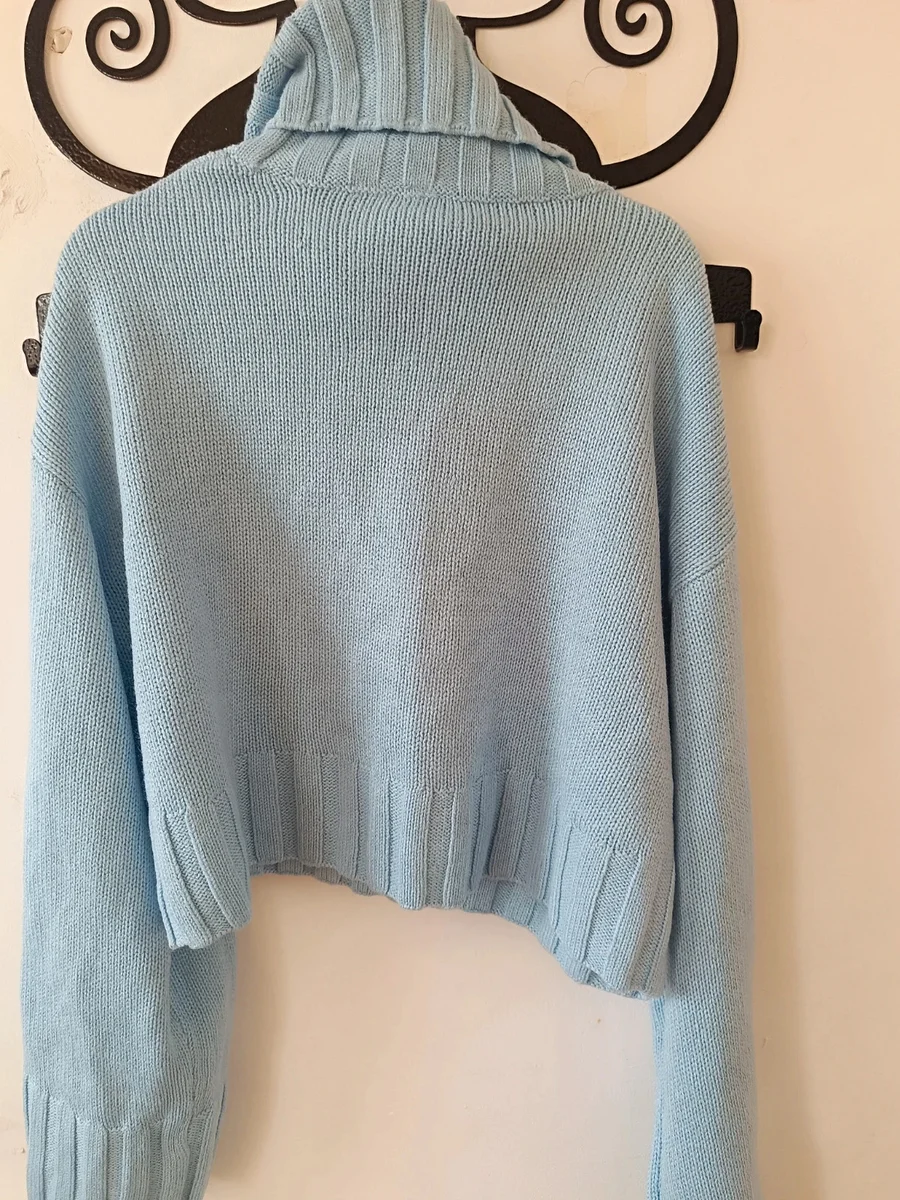 Pulover damă Divided by H&M, bleu deschis, guler pe gât, mărimea S (3)
