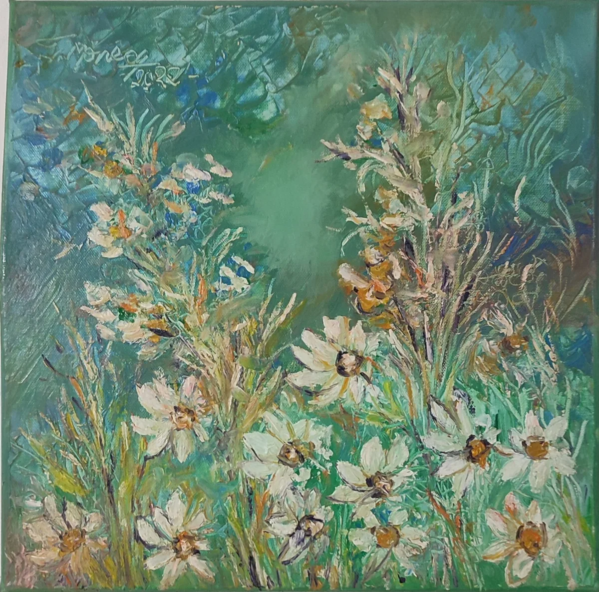Margarete pe fond verde (1)