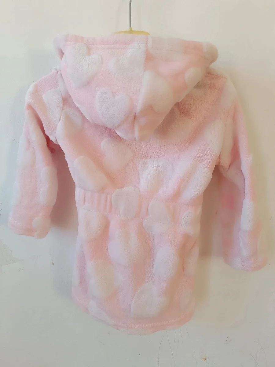 Halat de baie / casă pufoșel cu glugă și inimioare, Primark Baby 18 - 24 luni (4)