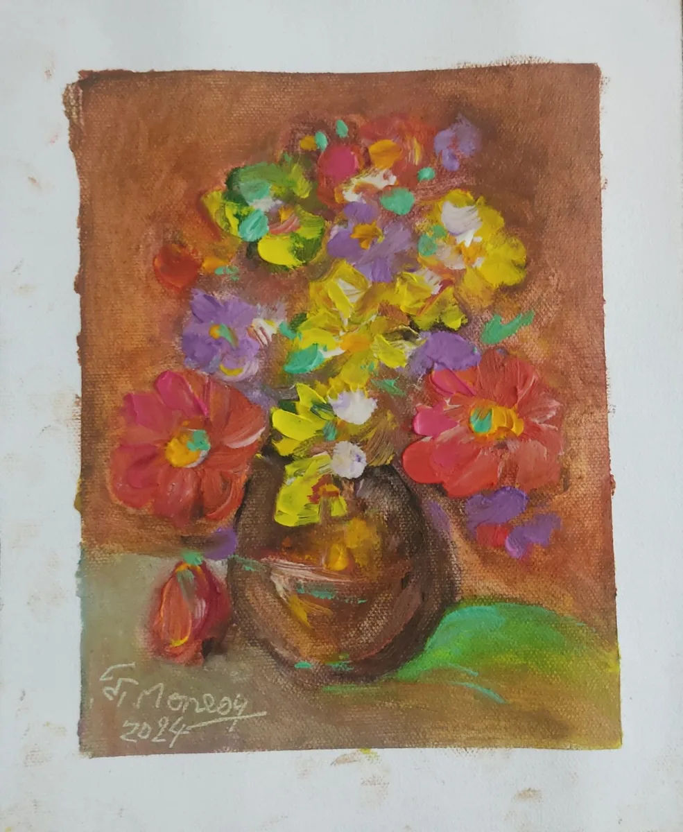 Buchet de primăvară în vas brun (1)