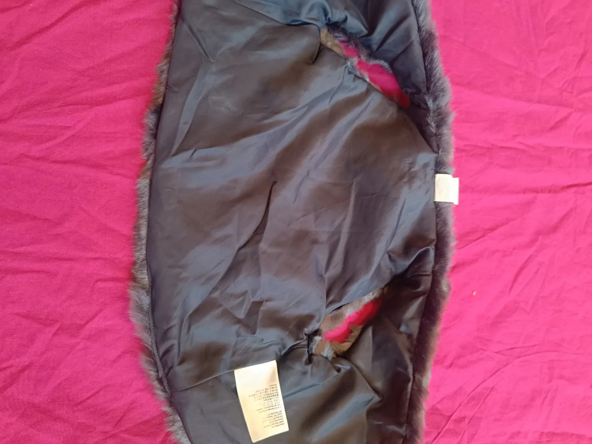 Vestă elegantă blană ecologică maro/gri H&M - Mărimea 86 (12 (3)