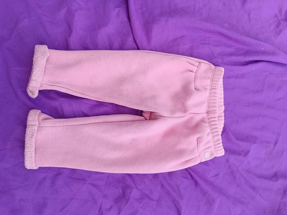 Pantalonași călduroși din bumbac pentru bebeluși, roz pastel - aprox. 0