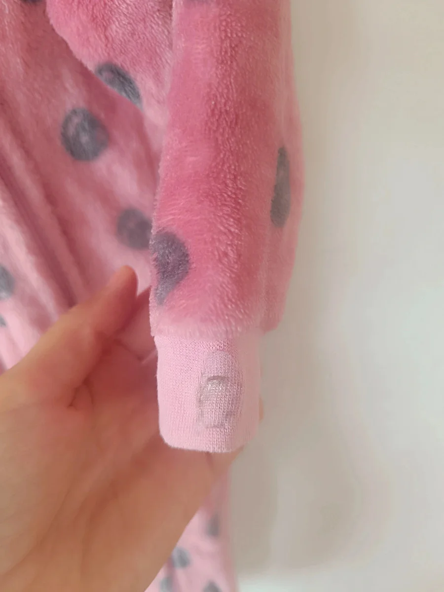 Salopetă pufoasă cocolino TEX Baby 23 luni (86 cm) - Roz cu buline și glugă (5)