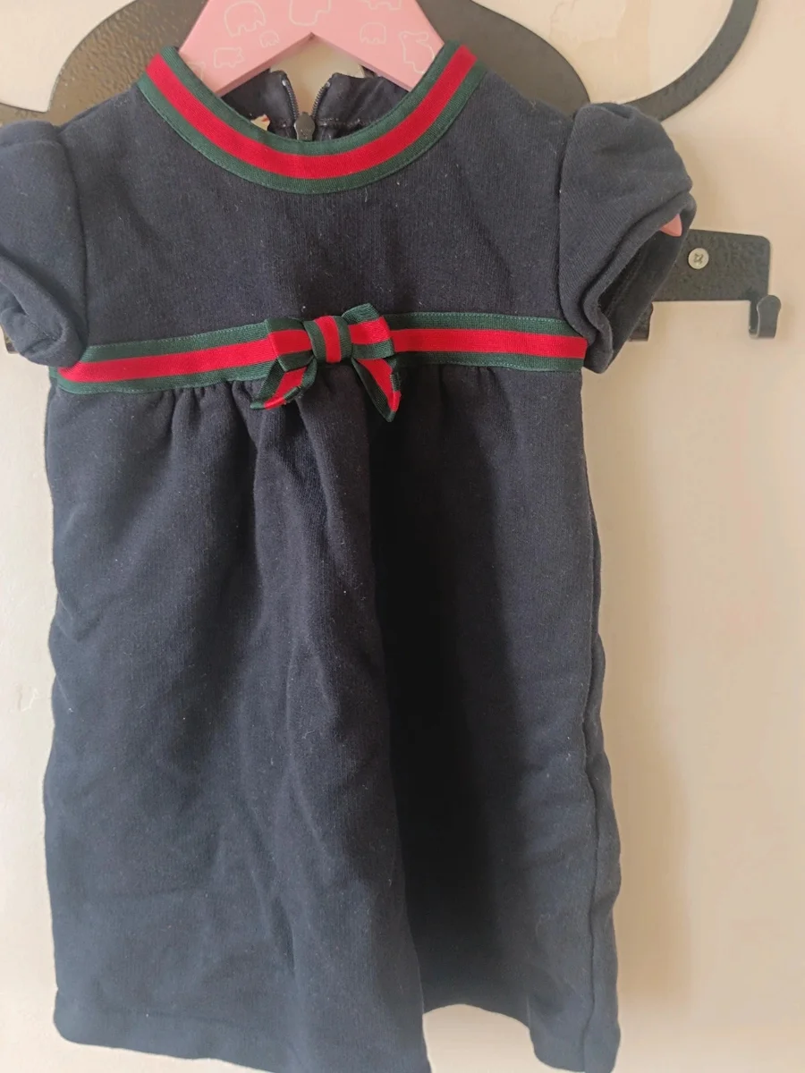 Rochie Originală GUCCI Baby 24 luni (86 cm) - Bumbac Albastru Marin cu Bandă