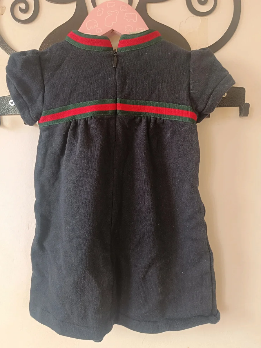 Rochie Originală GUCCI Baby 24 luni (86 cm) - Bumbac Albastru Marin cu Bandă (3)