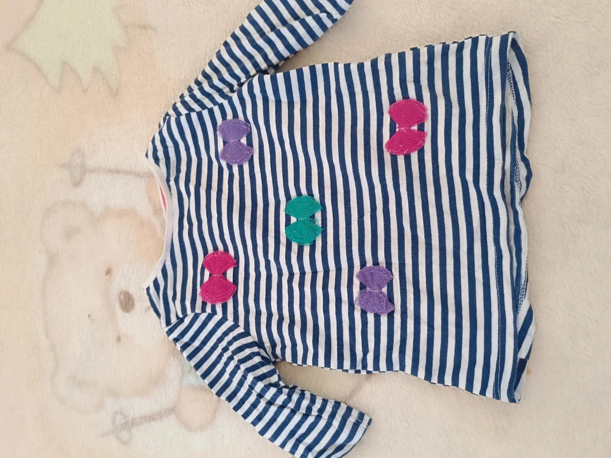 Set 2 bluze dungi bleumarin - alb, fetițe, 18 (F&F) (6)