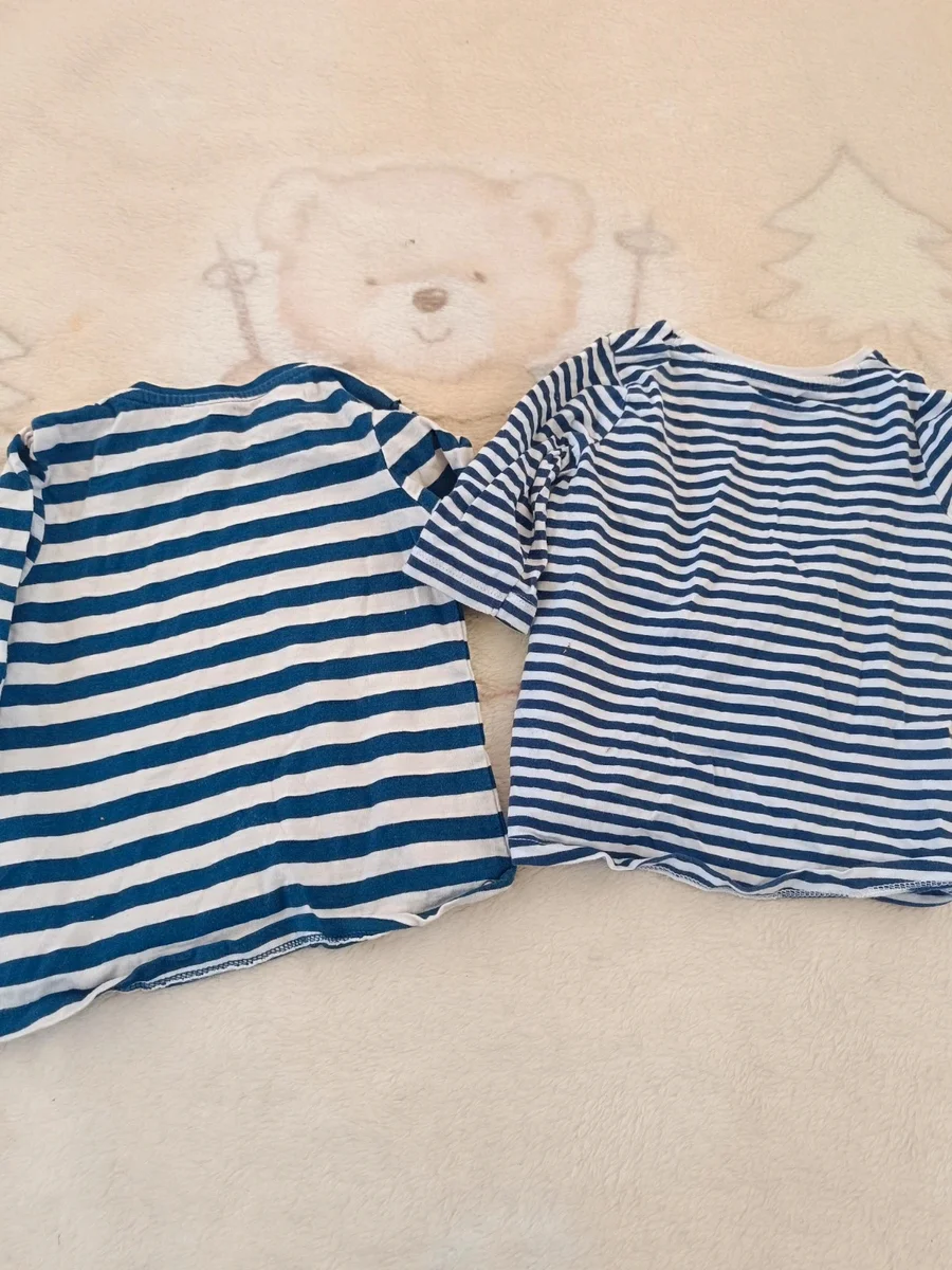 Set 2 bluze dungi bleumarin - alb, fetițe, 18 (F&F) (2)