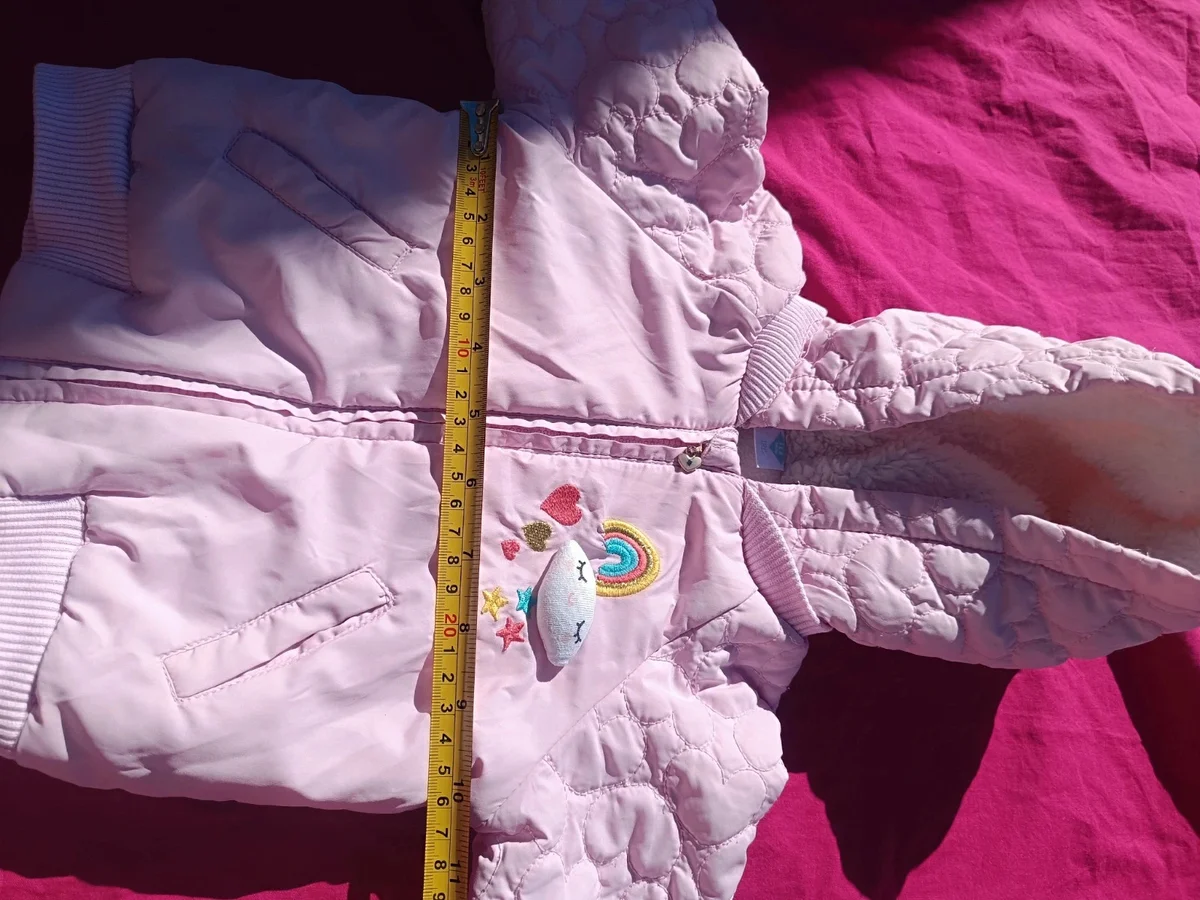 Geacă roz matlasată, mărimea 12 luni - TEX Baby, cu glugă căptușită (4)