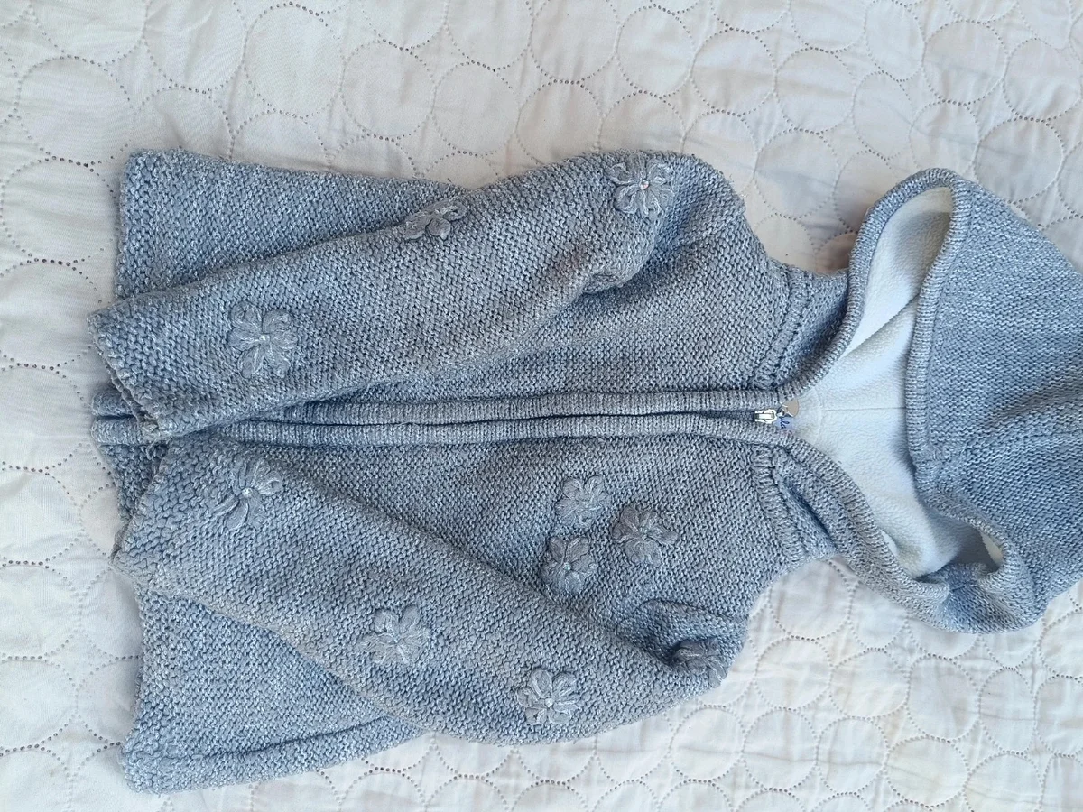 Flanel elegant gros pentru copii, marimea 98 ,gri, cu flori și pietricele
