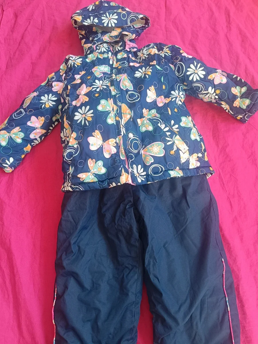Costum călduros de iarnă și zăpadă din 2 piese (geacă groasă + salopetă fâș) RAMAX Kids (4 ani)