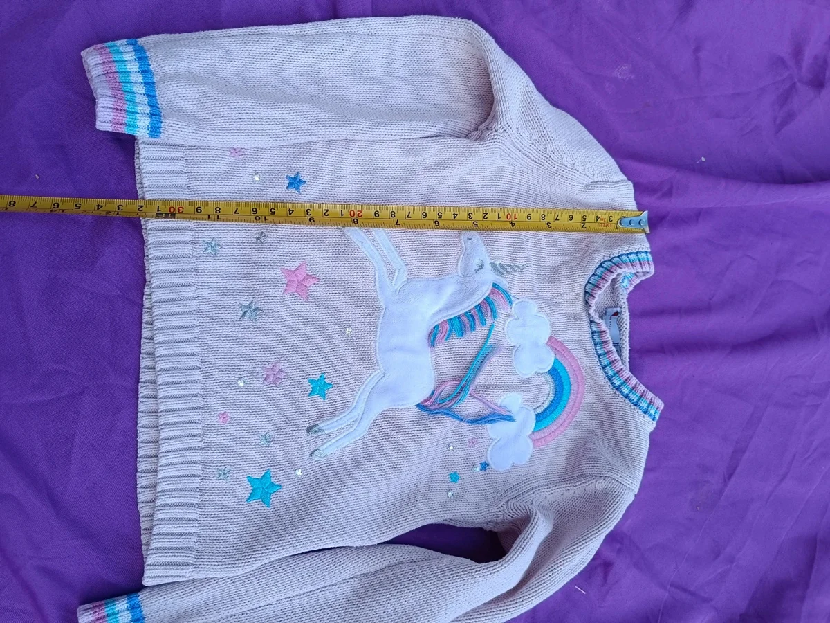 Pulover tricotat cu unicorn și curcubeu - Nula Bug. Mărimea 92 (4)