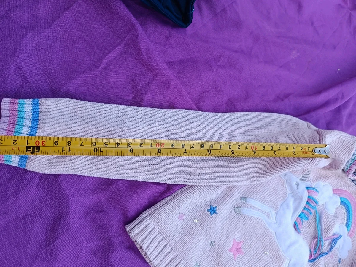 Pulover tricotat cu unicorn și curcubeu - Nula Bug. Mărimea 92 (8)