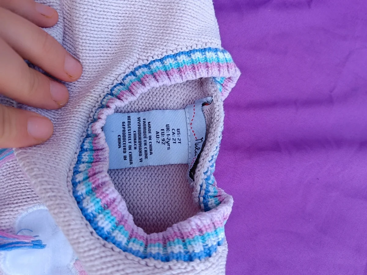 Pulover tricotat cu unicorn și curcubeu - Nula Bug. Mărimea 92 (2)