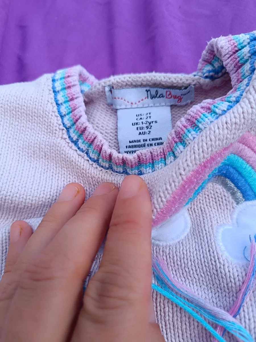 Pulover tricotat cu unicorn și curcubeu - Nula Bug. Mărimea 92 (3)